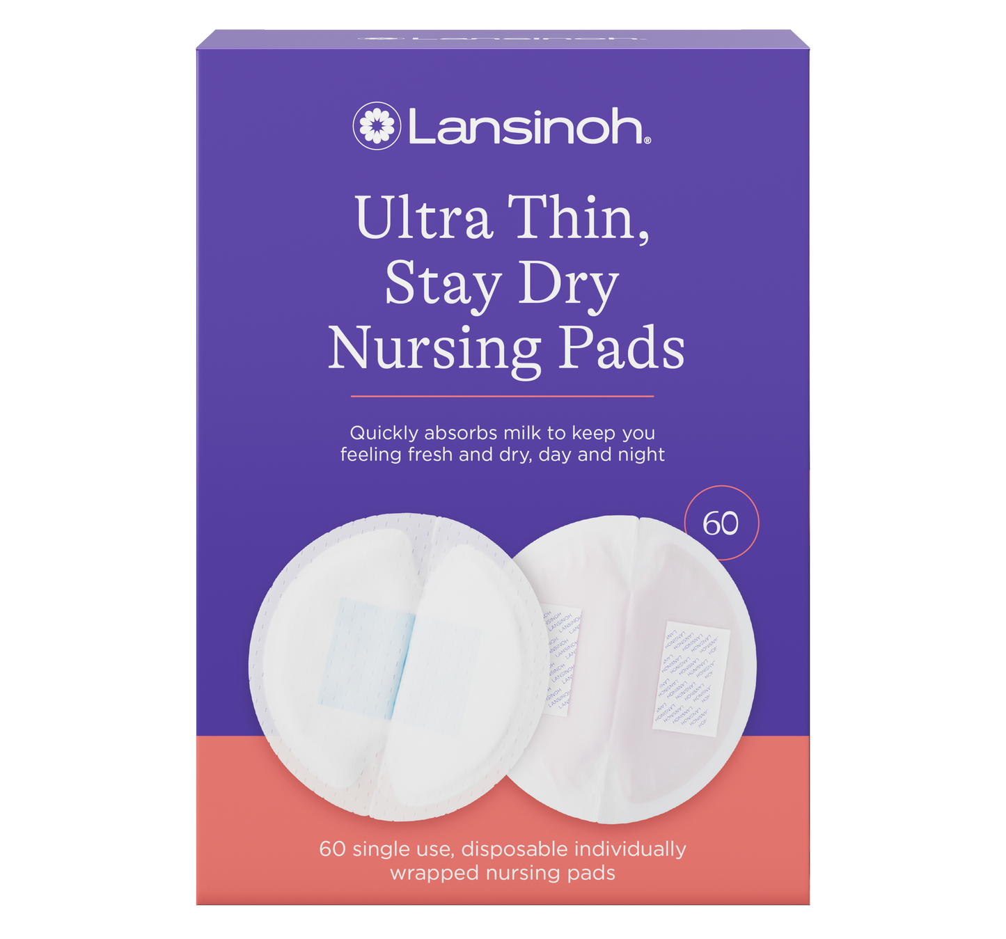 Lansinoh® Ultra Thin, Stay Dry Nursing Pads - Pack of 60